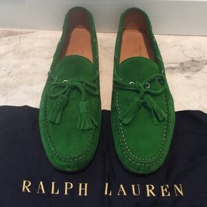 Ralph Lauren Suede Green slip on loafers